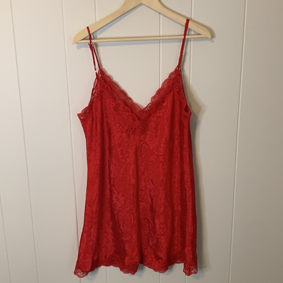 Vintage Victoria's Secret Gold Label Red Lace Slip Dress Size Large - Picture 4 of 6